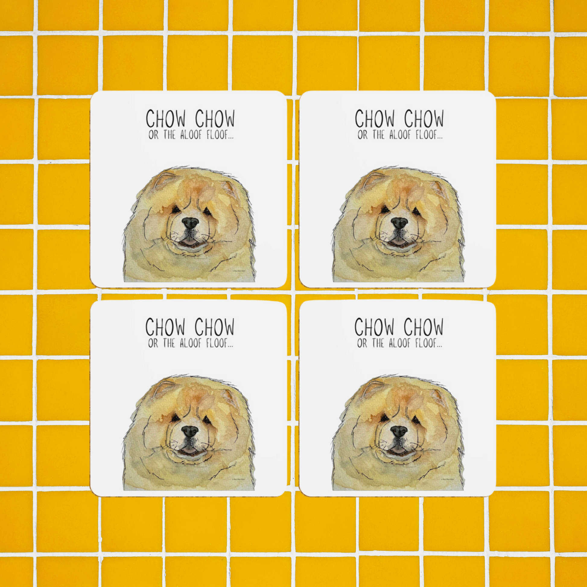 Fawn Chow Chow Coasters – Pack of 4 for Dog Enthusiasts!