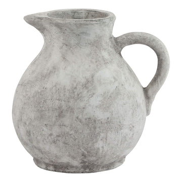 Handcrafted Athena jug in distressed white ceramic with concrete-like finish, Mediterranean-style home decor by Sostter at brixbailey.com