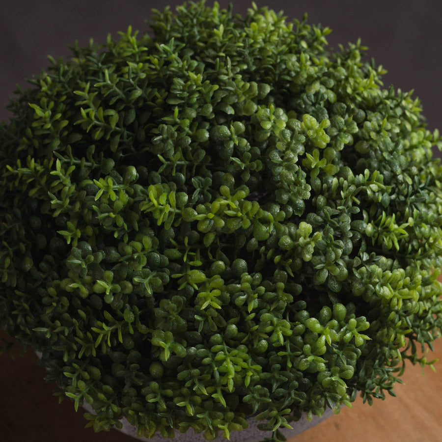 Lifelike artificial spherical plant in grey stone-effect pot, zero-maintenance home decor by Sostter at brixbailey.com