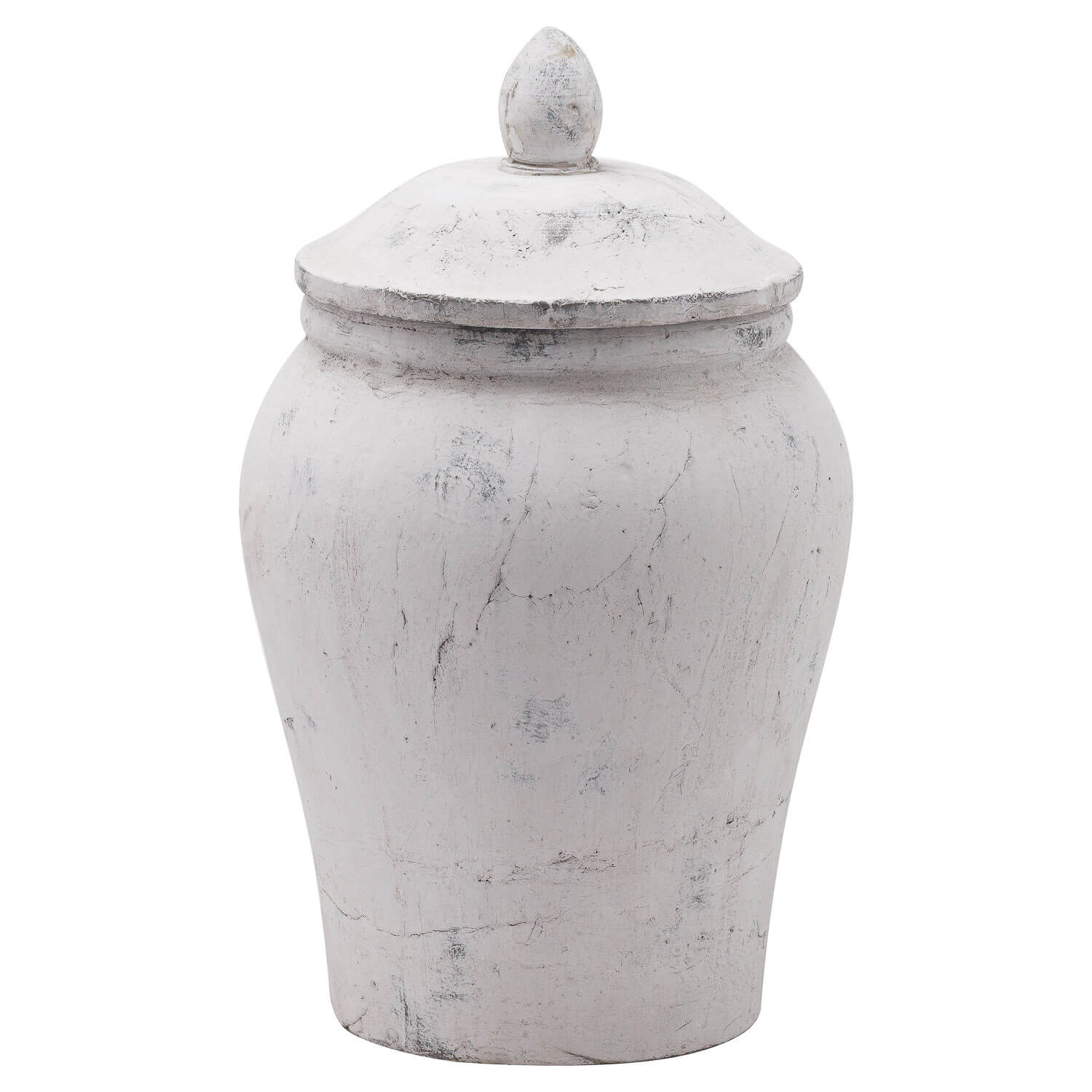 Bloomville Stone Ginger Jar in natural ceramic finish, textured stone-look decor piece for modern or traditional interiors by Sostter at brixbailey.com