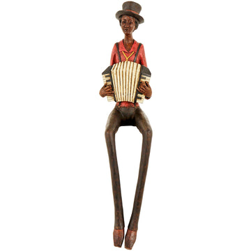 Handcrafted brown resin jazz band squeeze box figurine with lifelike details, perfect for vintage decor by Sostter at brixbailey.com