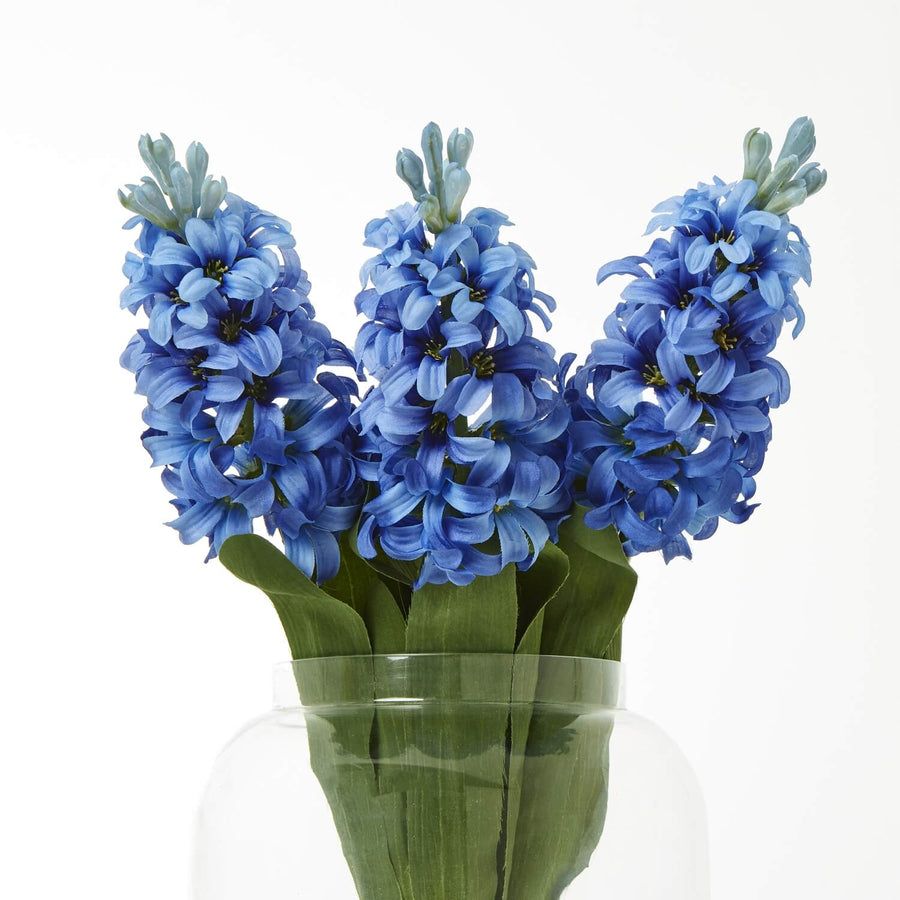 Lifelike blue hyacinth artificial stem with vibrant petals, 17 inches tall, perfect for floral arrangements by Sostter at brixbailey.com