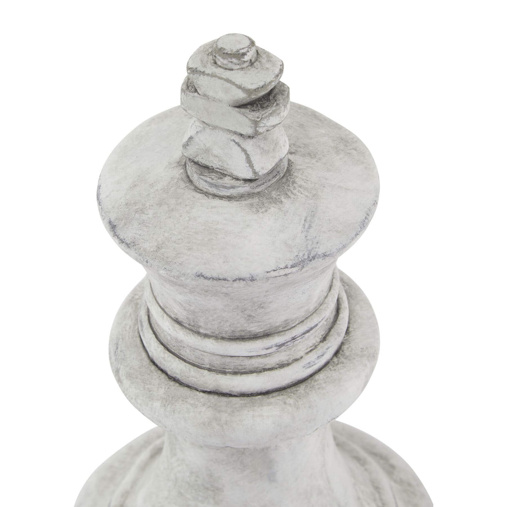 Handcrafted white ceramic chess king with matte finish, 28cm tall, showcasing artisan stone-carved details. by Sostter at brixbailey.com