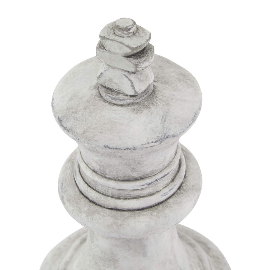 Handcrafted white ceramic chess king with matte finish, 28cm tall, showcasing artisan stone-carved details. by Sostter at brixbailey.com