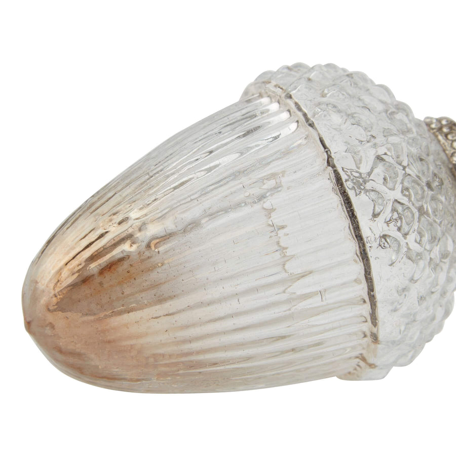 Handcrafted glass acorn Christmas ornament with coffee-to-cream ombre gradient, 10cm, textured surface for holiday decor. by Sostter at brixbailey.com