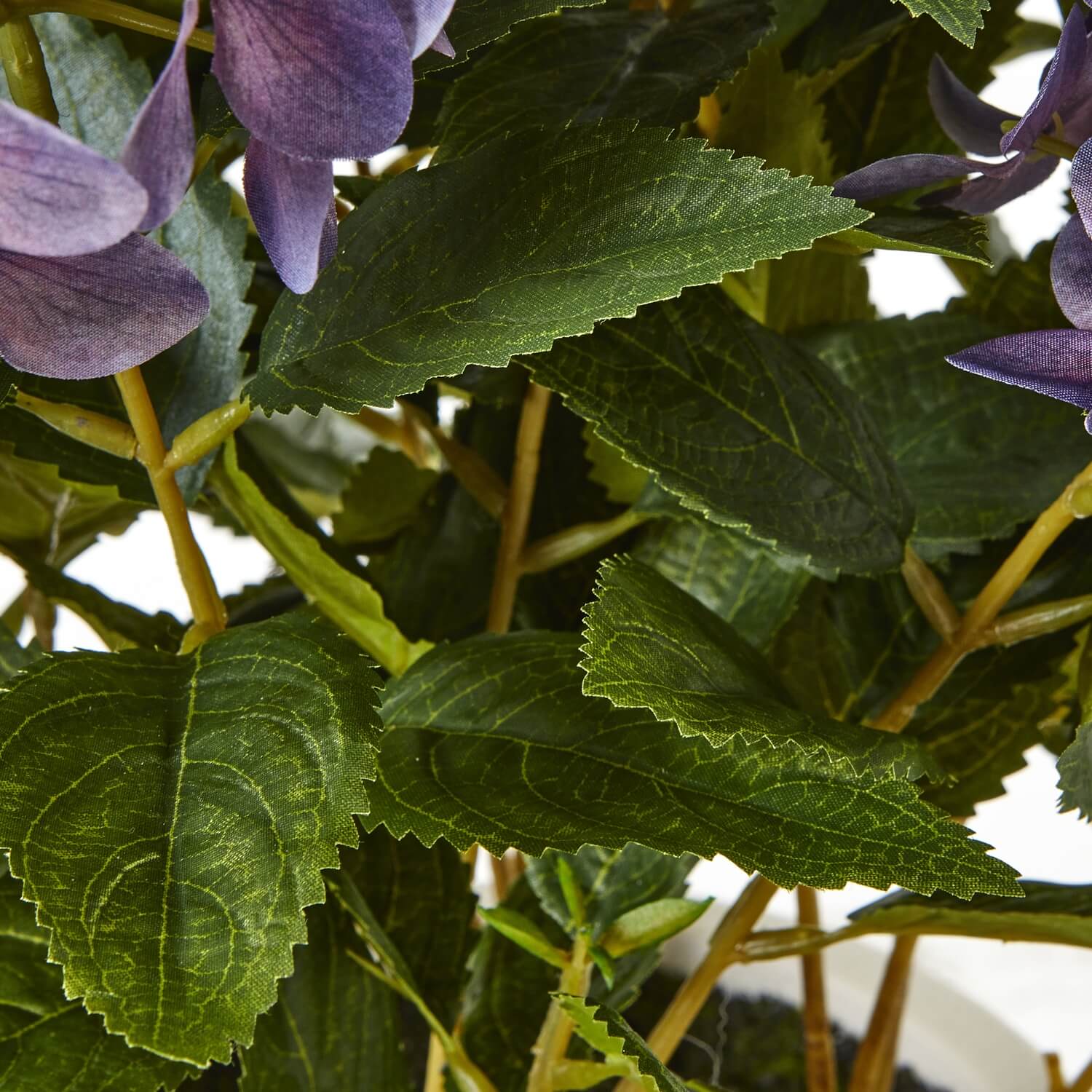 Lavender artificial hydrangea plant in pot, lifelike purple blooms, farmhouse decor, 58cm height, no-maintenance faux floral by Sostter at brixbailey.com