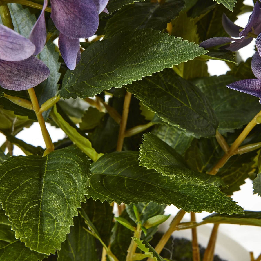 Lavender artificial hydrangea plant in pot, lifelike purple blooms, farmhouse decor, 58cm height, no-maintenance faux floral by Sostter at brixbailey.com