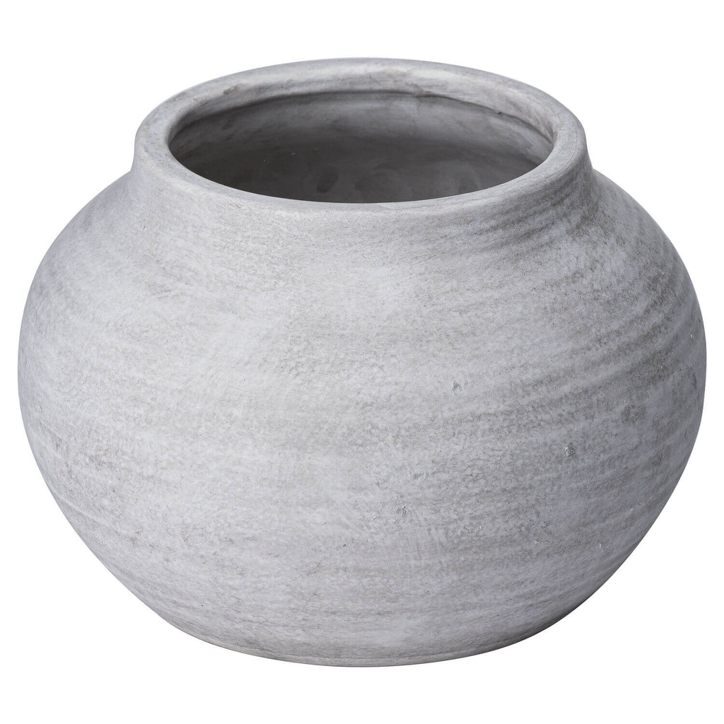 Handcrafted stone-colored ceramic planter with textured surface, 20cm tall, from Darcy collection for home decor. by Sostter at brixbailey.com