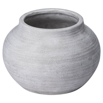 Handcrafted stone-colored ceramic planter with textured surface, 20cm tall, from Darcy collection for home decor. by Sostter at brixbailey.com