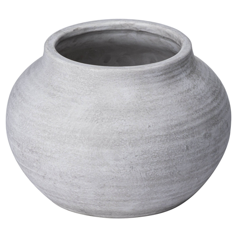 Handcrafted stone-colored ceramic planter with textured surface, 20cm tall, from Darcy collection for home decor. by Sostter at brixbailey.com