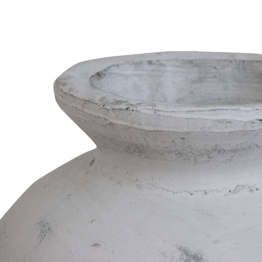 Large antique white ceramic vase with Greek-inspired design, 30cm tall, perfect for floral arrangements and home decor by Sostter at brixbailey.com