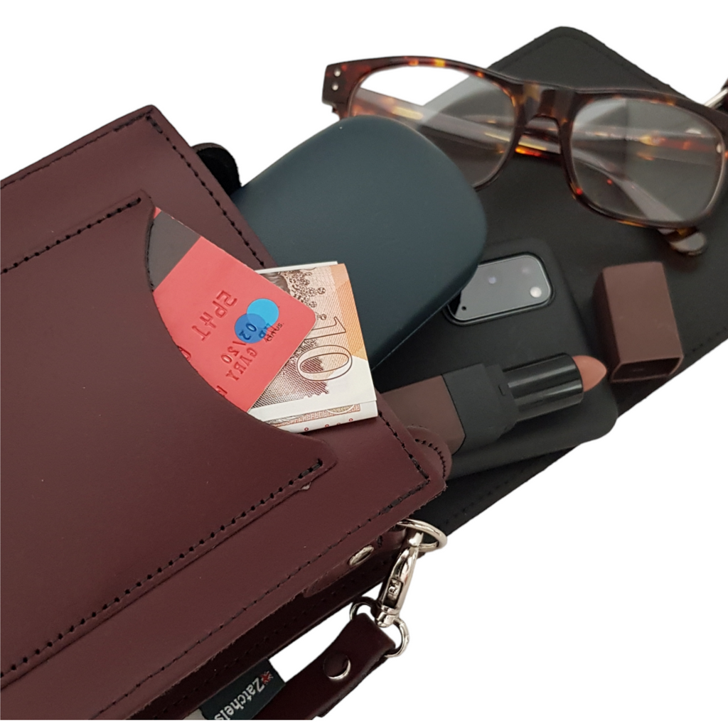 Handmade Leather Festival Phone Bag - Orange