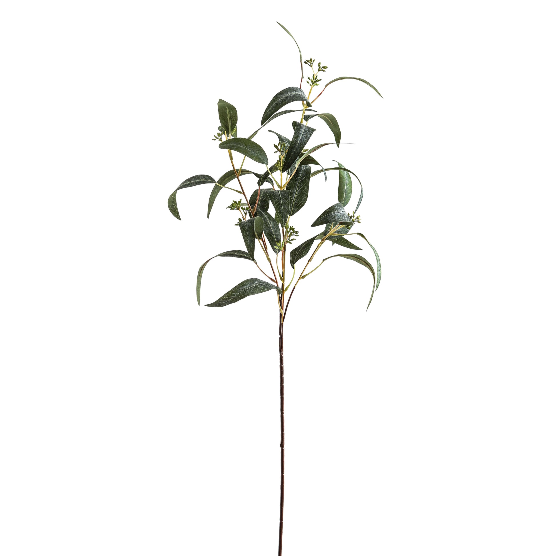 Lifelike seeded eucalyptus spray with natural green leaves and pods for farmhouse or boho home decor. by Sostter at brixbailey.com