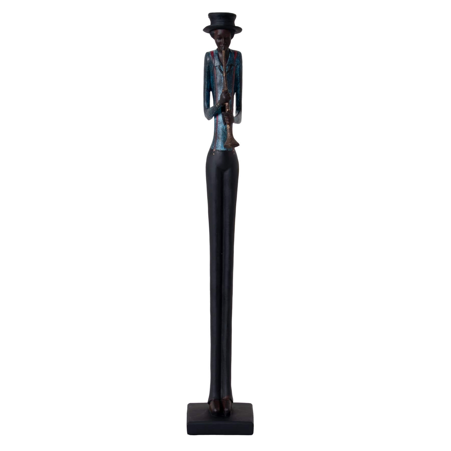 Standing jazz trumpeter sculpture, hand-painted bronze resin figurine, 60cm tall with lifelike details by Sostter at brixbailey.com