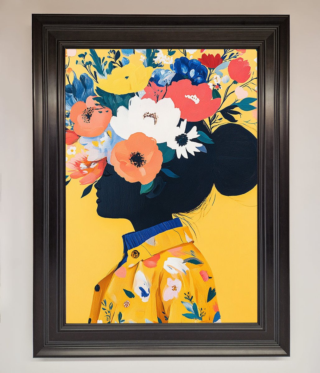 Floral Explosion Yellow Framed Print