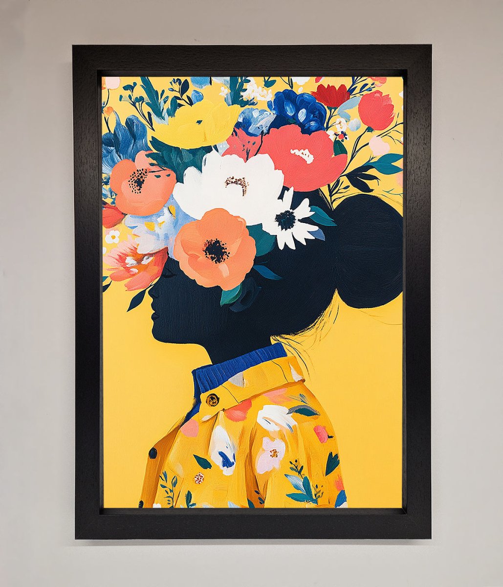 Floral Explosion Yellow Framed Print