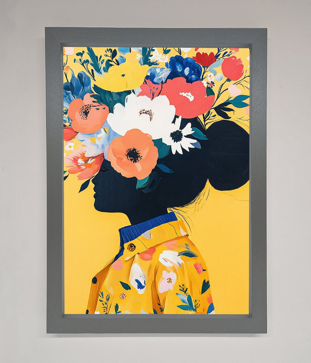 Floral Explosion Yellow Framed Print