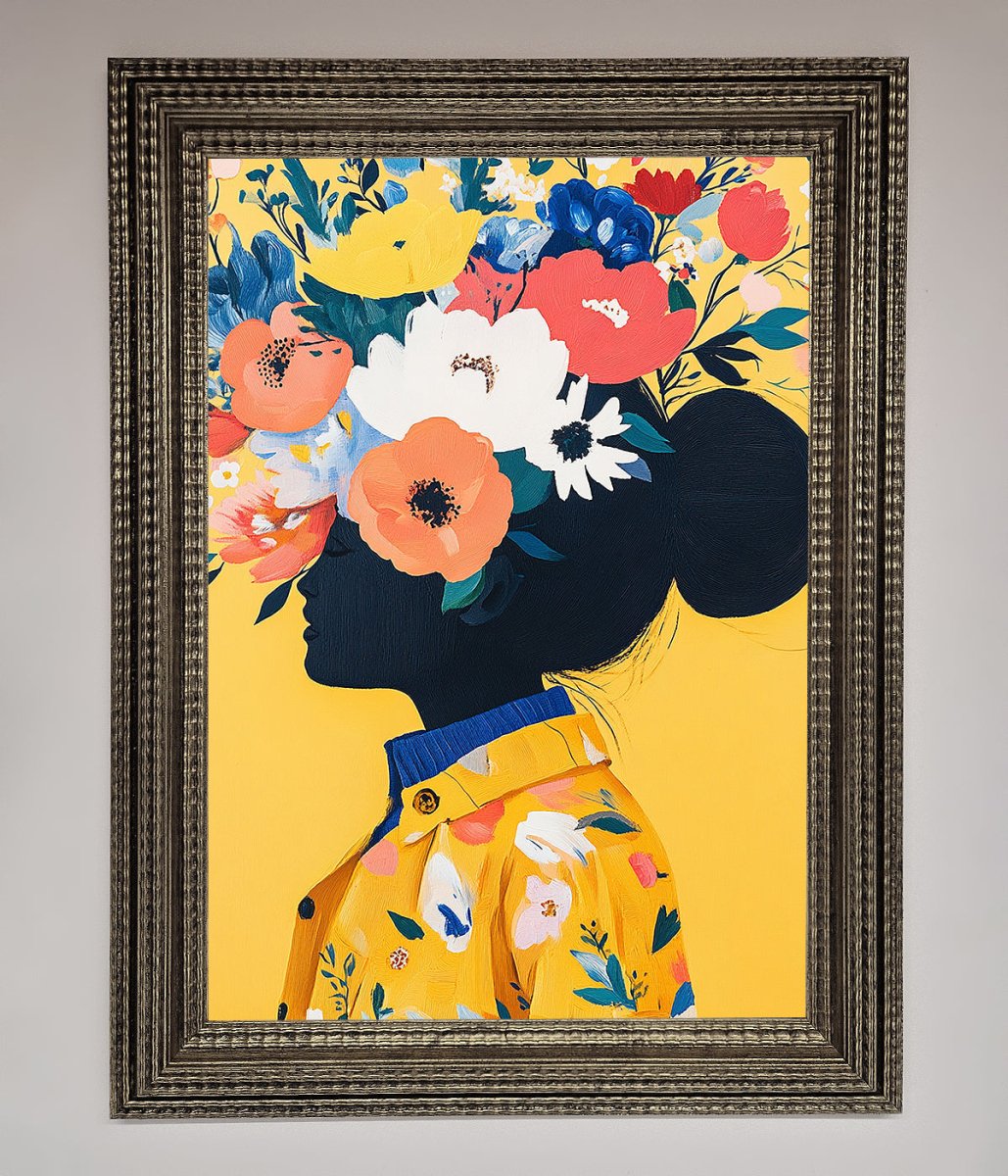 Floral Explosion Yellow Framed Print