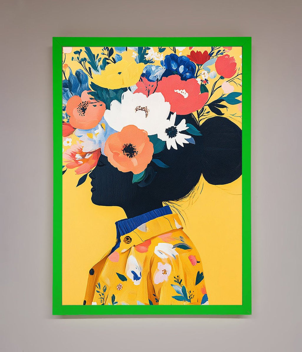 Floral Explosion Yellow Framed Print