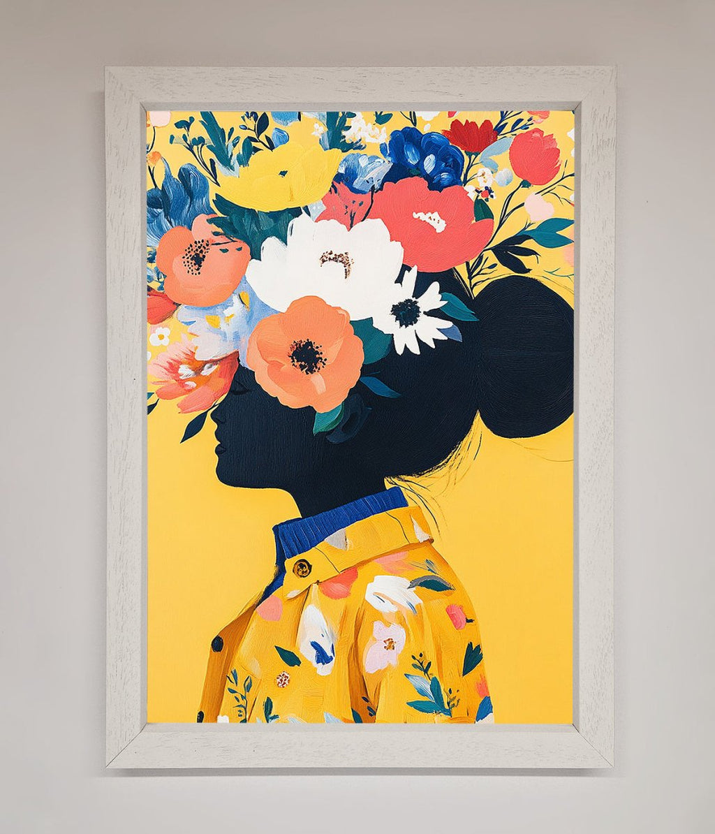 Floral Explosion Yellow Framed Print