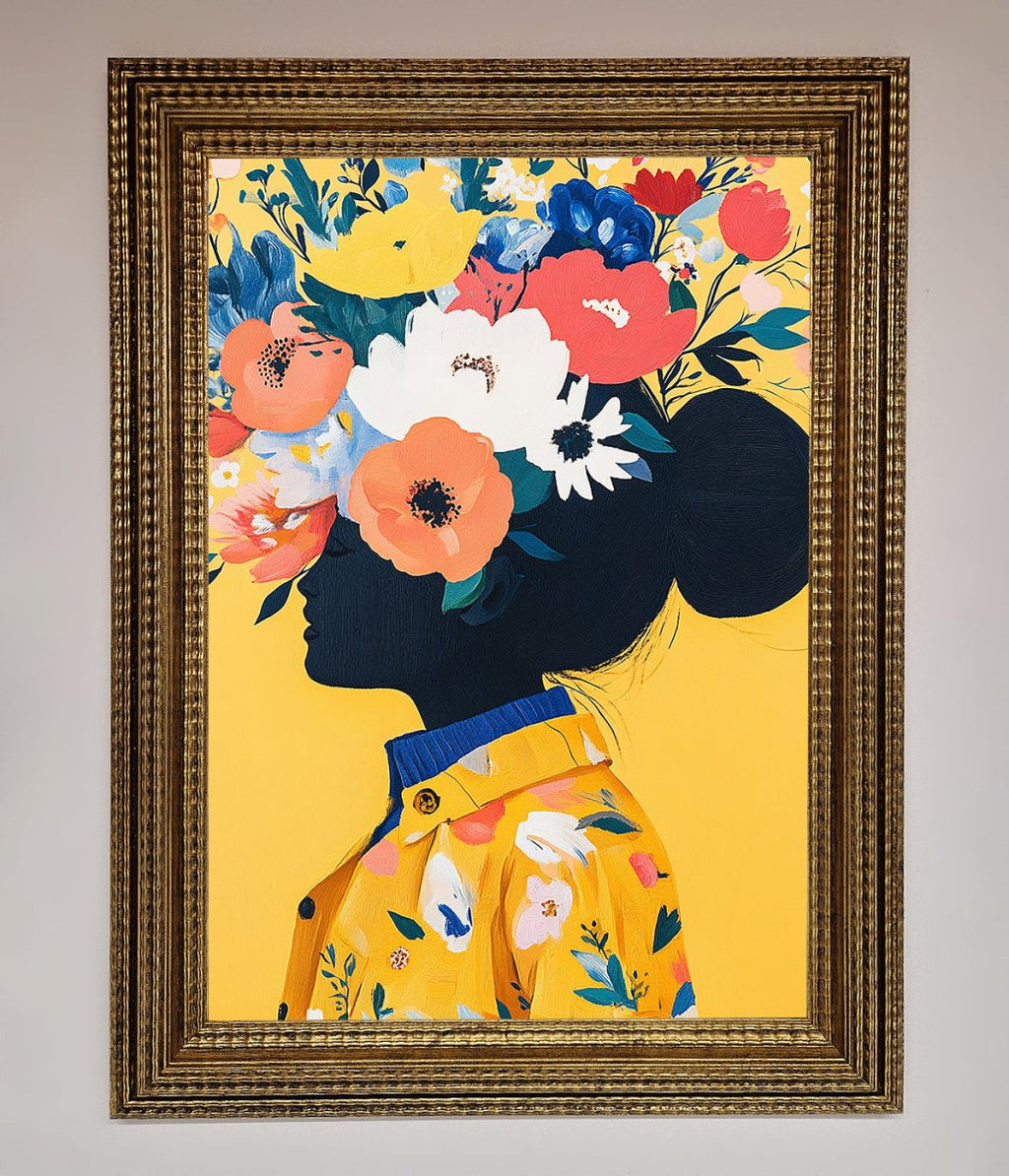 Floral Explosion Yellow Framed Print