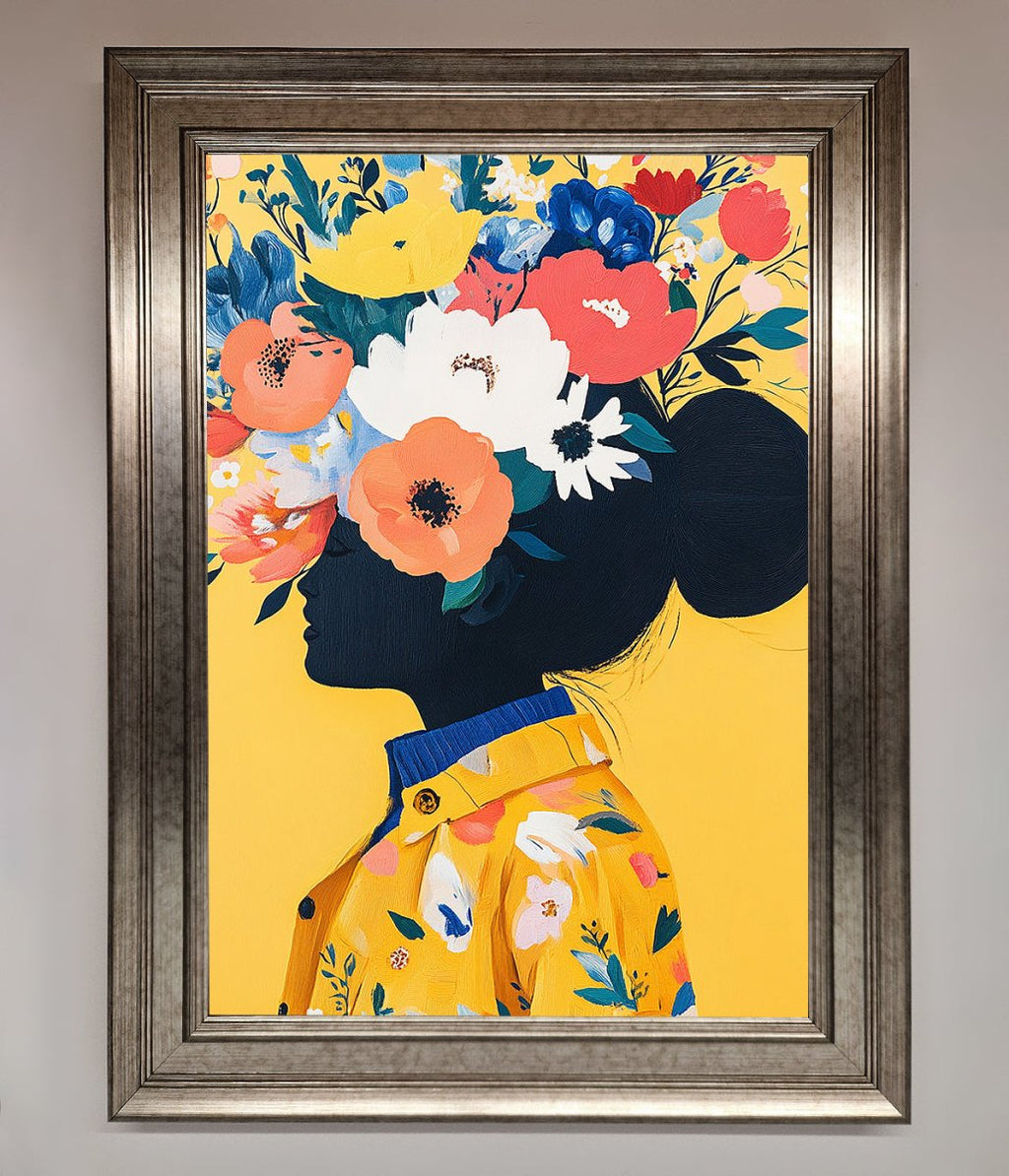 Floral Explosion Yellow Framed Print