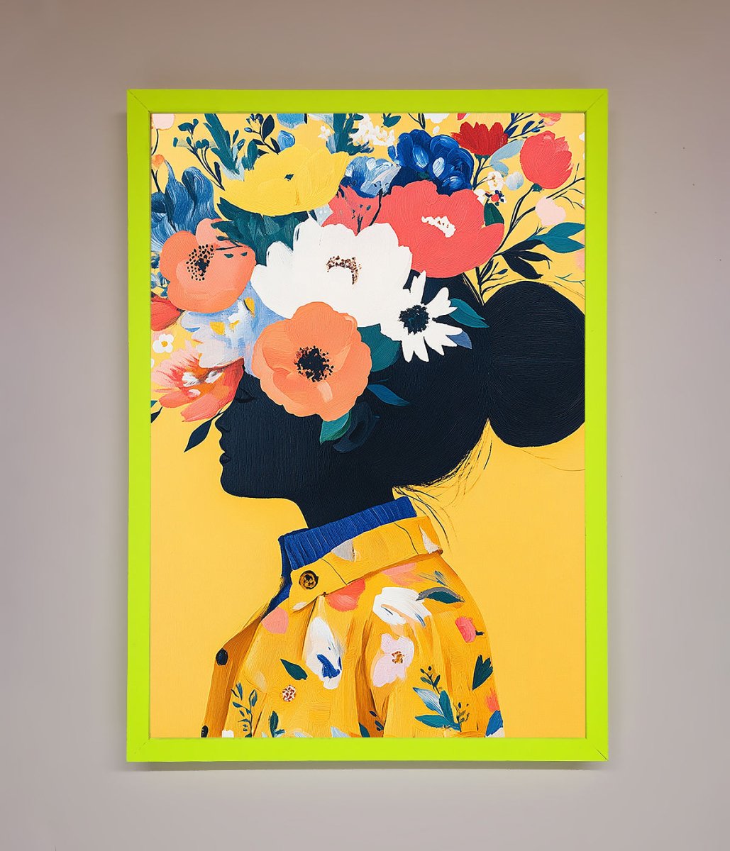 Floral Explosion Yellow Framed Print