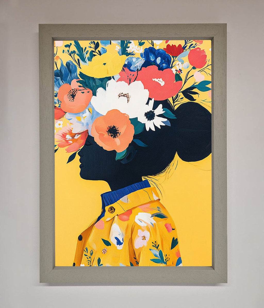 Floral Explosion Yellow Framed Print