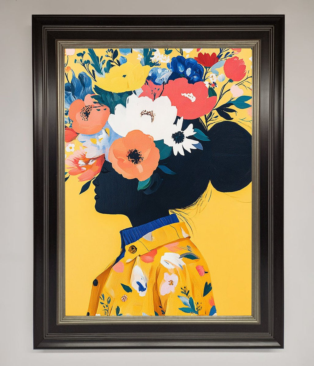 Floral Explosion Yellow Framed Print