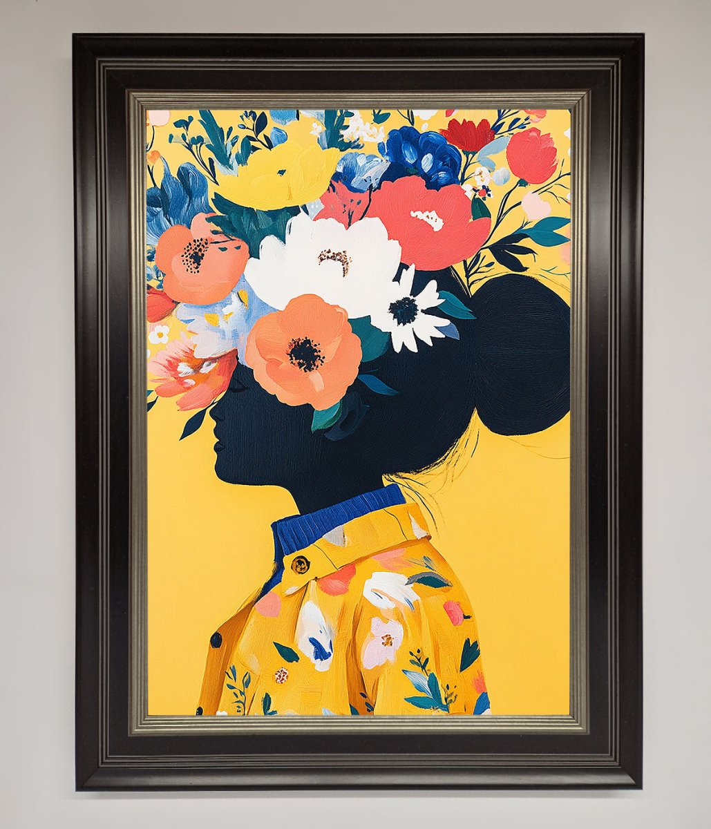 Floral Explosion Yellow Framed Print