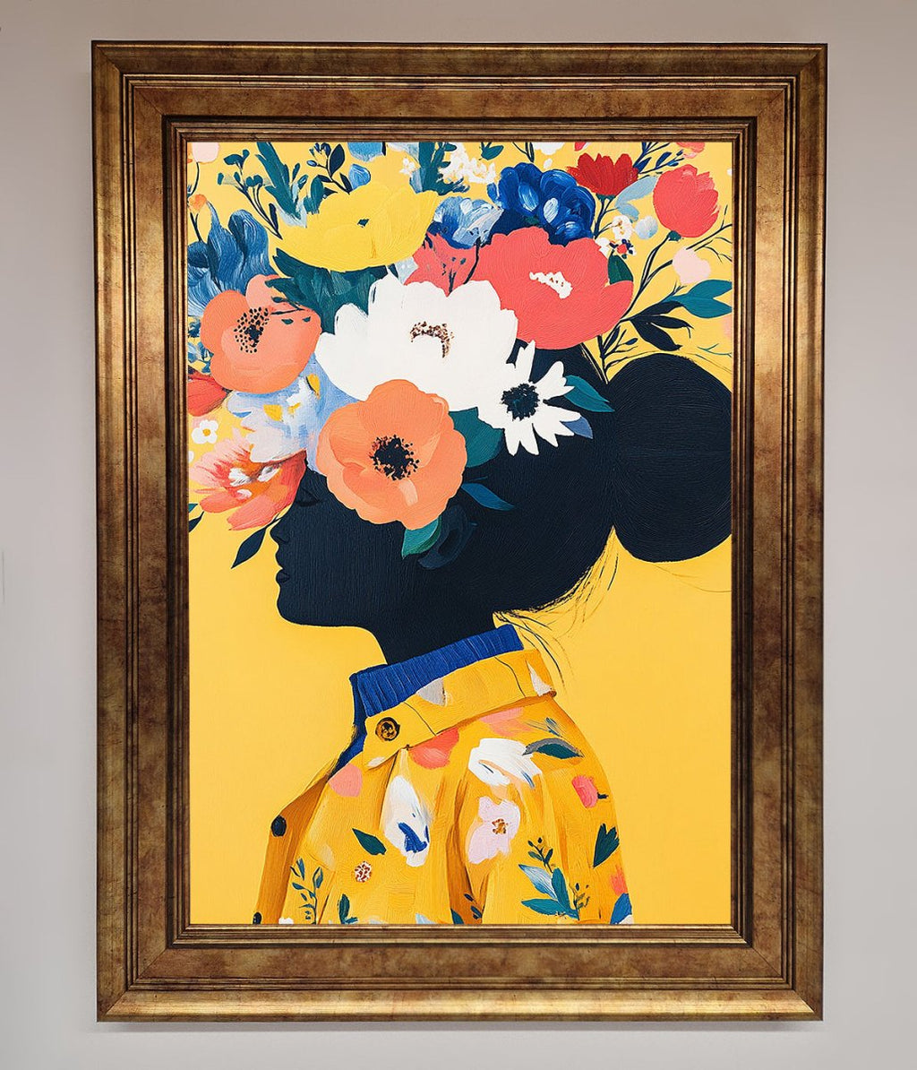Floral Explosion Yellow Framed Print