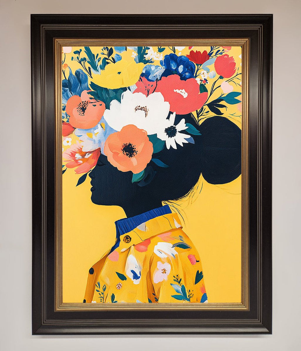 Floral Explosion Yellow Framed Print