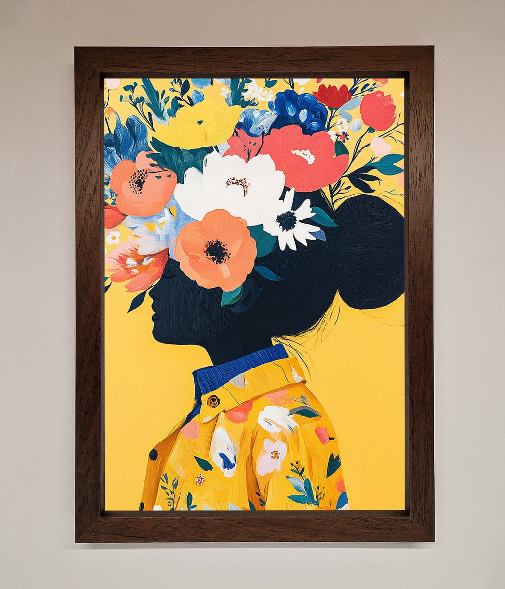 Floral Explosion Yellow Framed Print