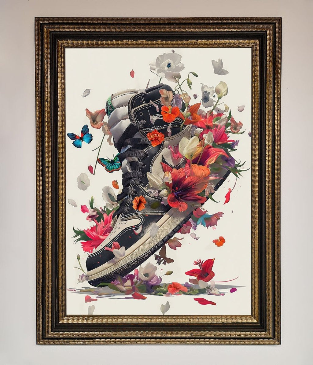 Floral Sneakers Framed Print