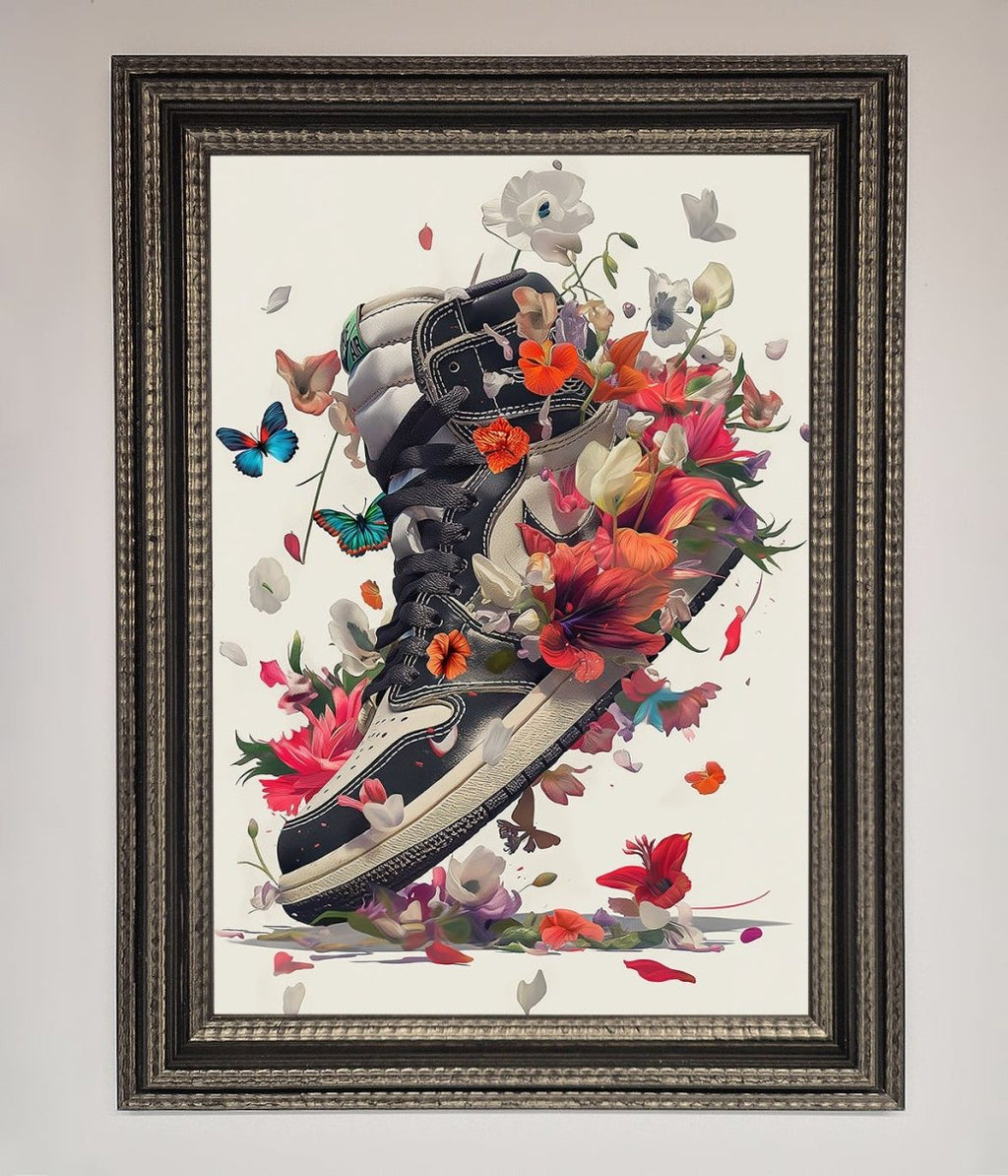 Floral Sneakers Framed Print