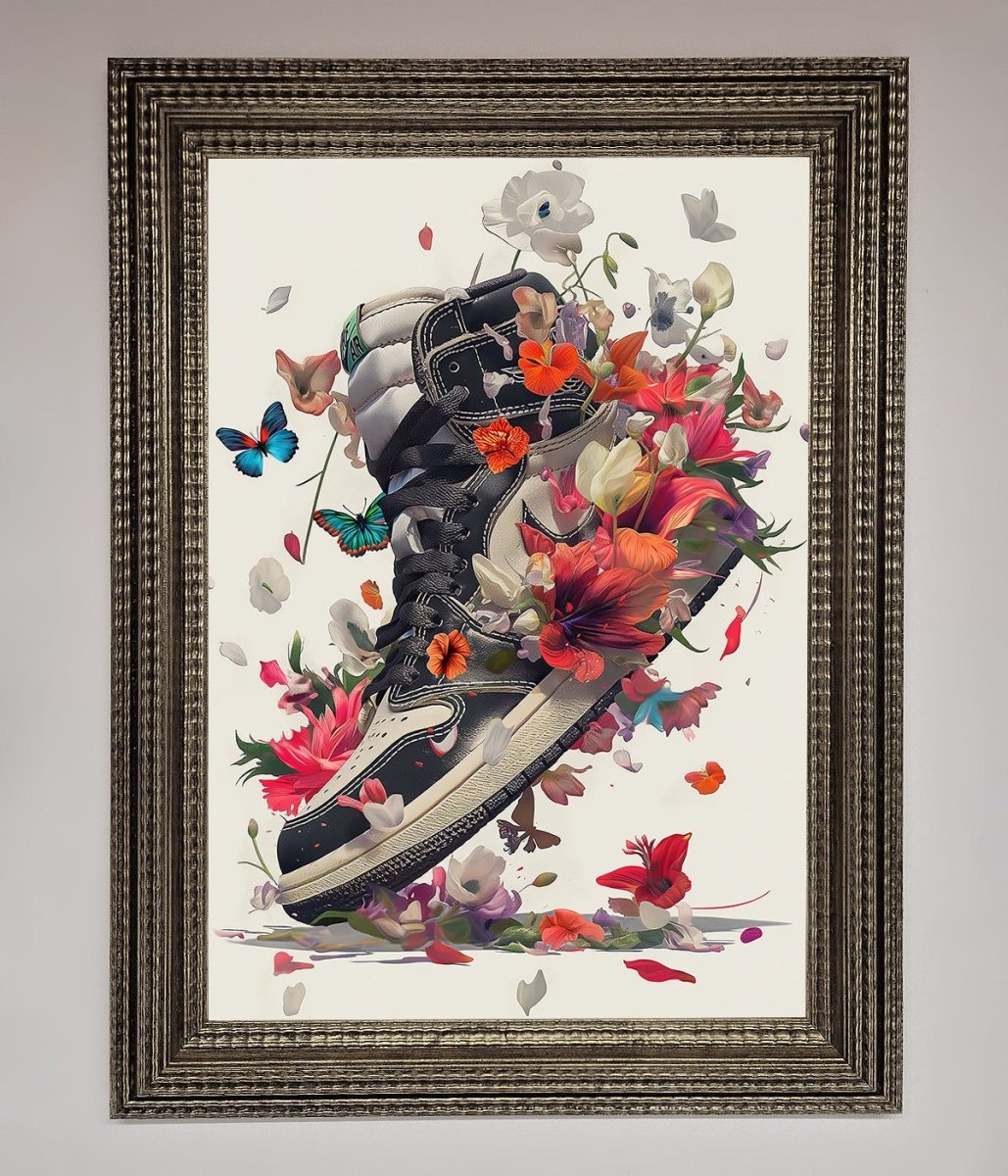 Floral Sneakers Framed Print