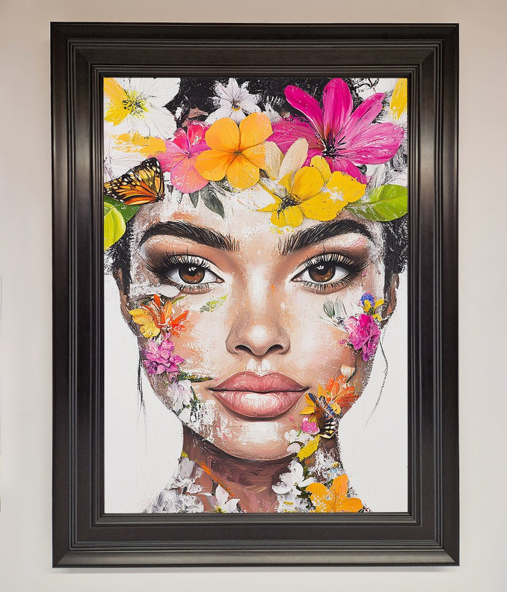 Floral Woman Face Framed Print