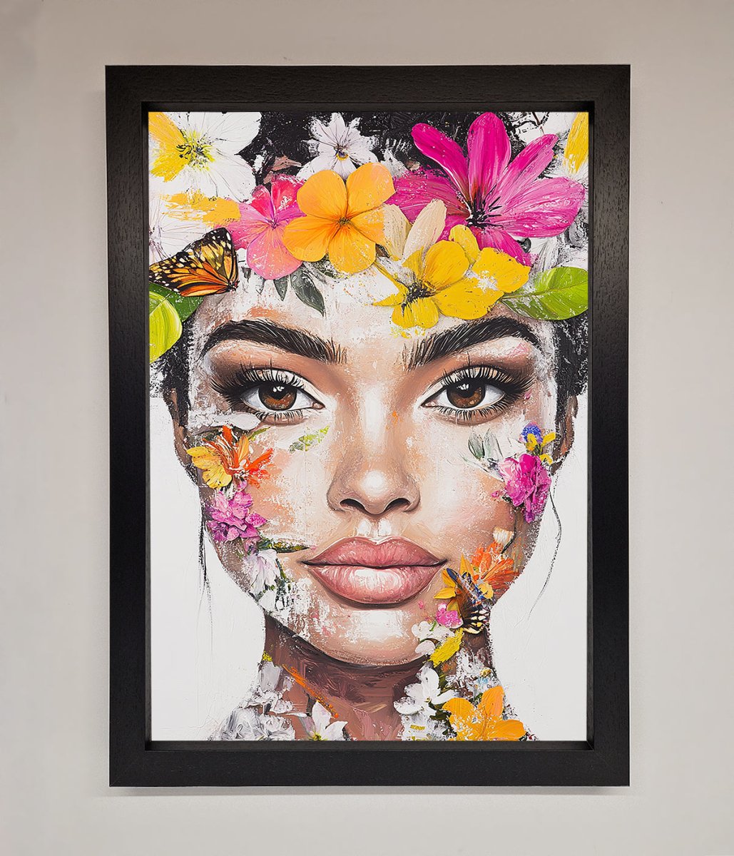 Floral Woman Face Framed Print