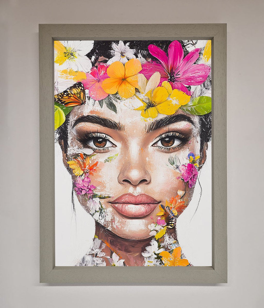 Floral Woman Face Framed Print
