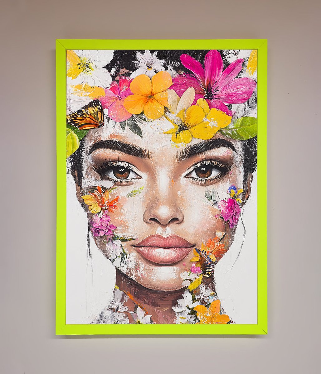 Floral Woman Face Framed Print