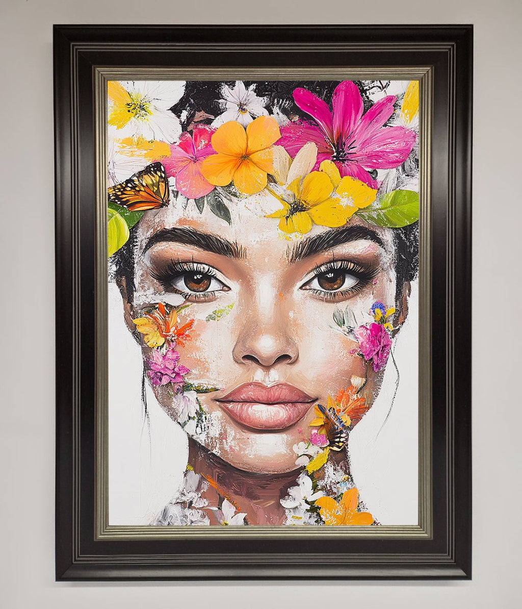 Floral Woman Face Framed Print