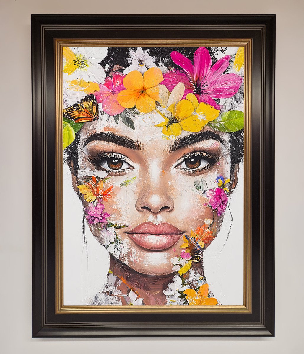 Floral Woman Face Framed Print