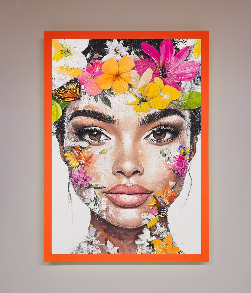 Floral Woman Face Framed Print