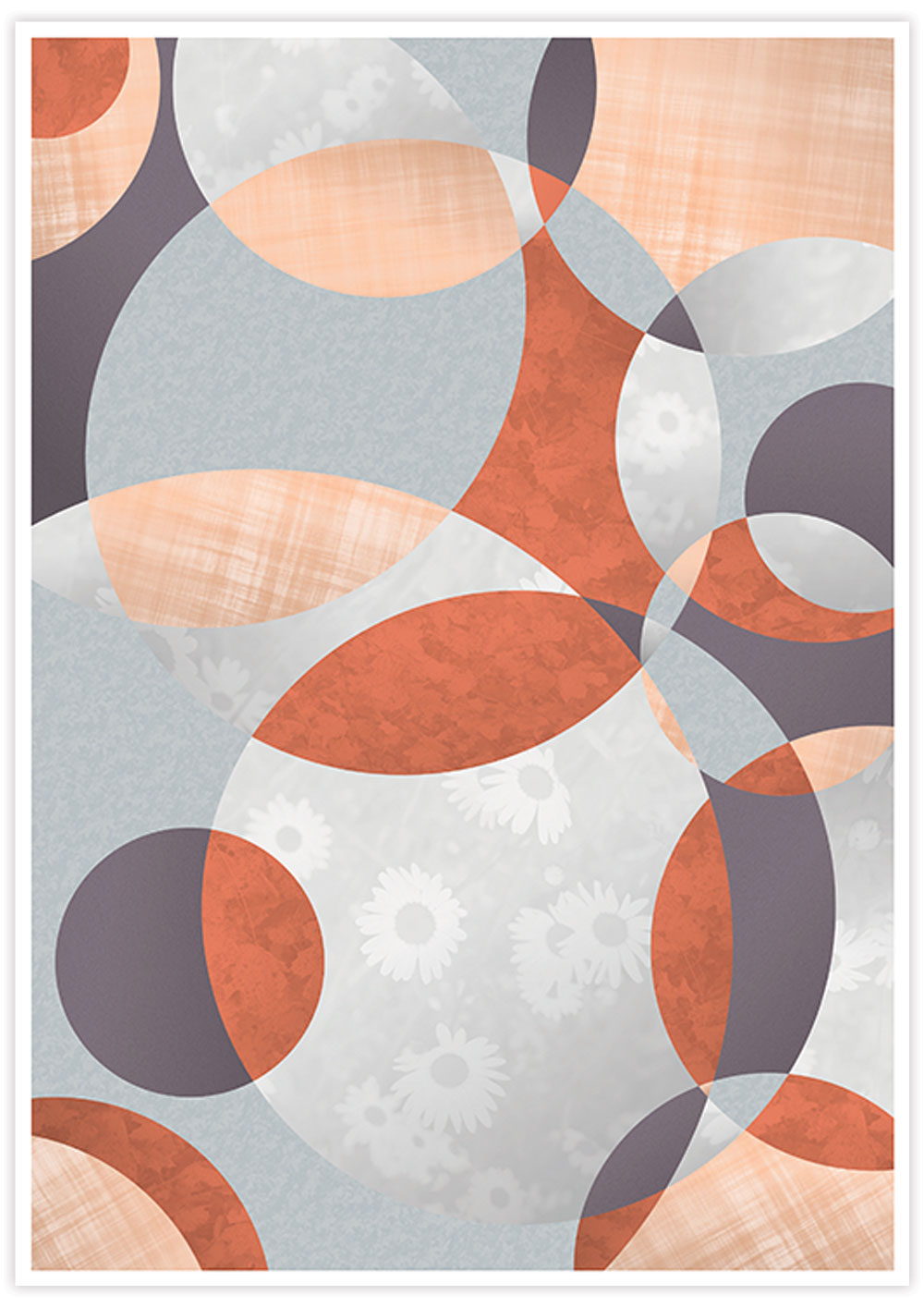 Flower Spiral Abstract Art with Circles