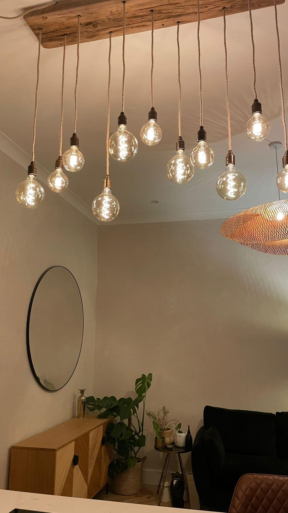 Flush Mount Long Drop Cluster Pendant Light