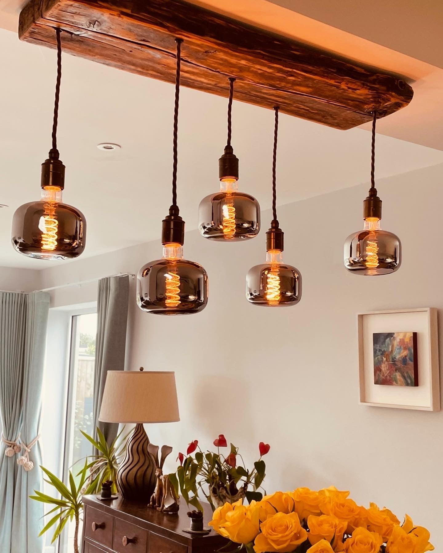 Flush Mount Wooden Beam Chandelier