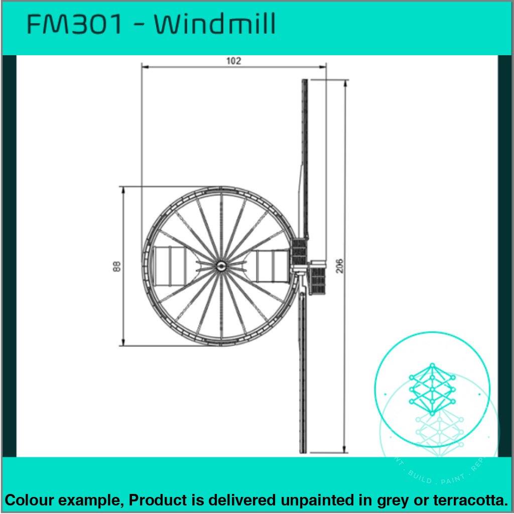 OO HO Scale Windmill Model Kit with Rotating Cupola
