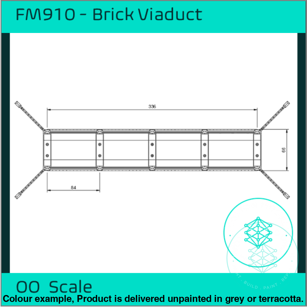 Single Track Brick Viaduct OO Scale Model Kit