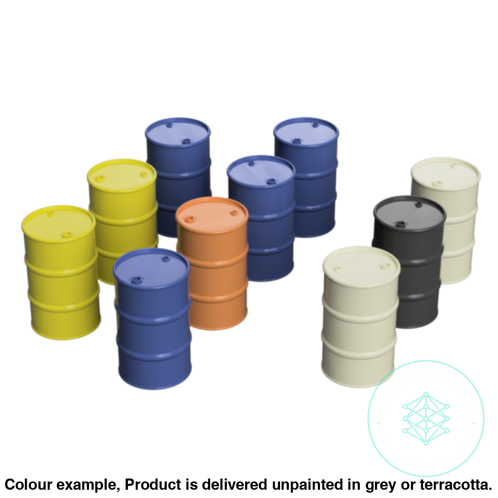 80 Gallon Oil Drum OO HO Scale Model Set of 10