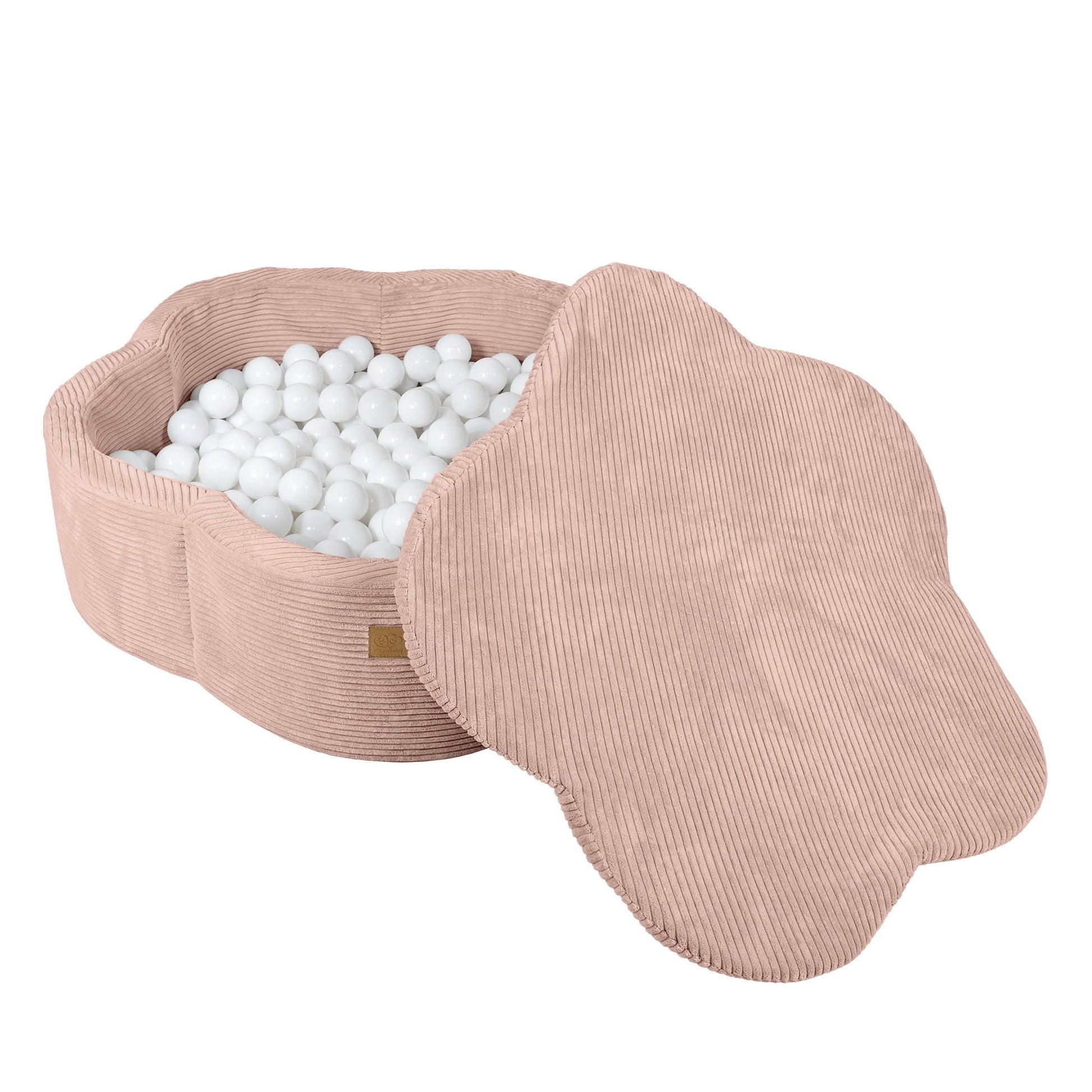 meowbaby pink flower ball pit for toddlers in a bright, sunlit nursery setting